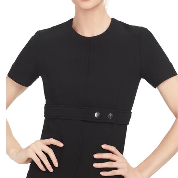 A.L.C. Women’s Elaine Black Empire Waist Cap Sleeve Black Mini Shift Dress Sz 2 - Picture 3 of 12